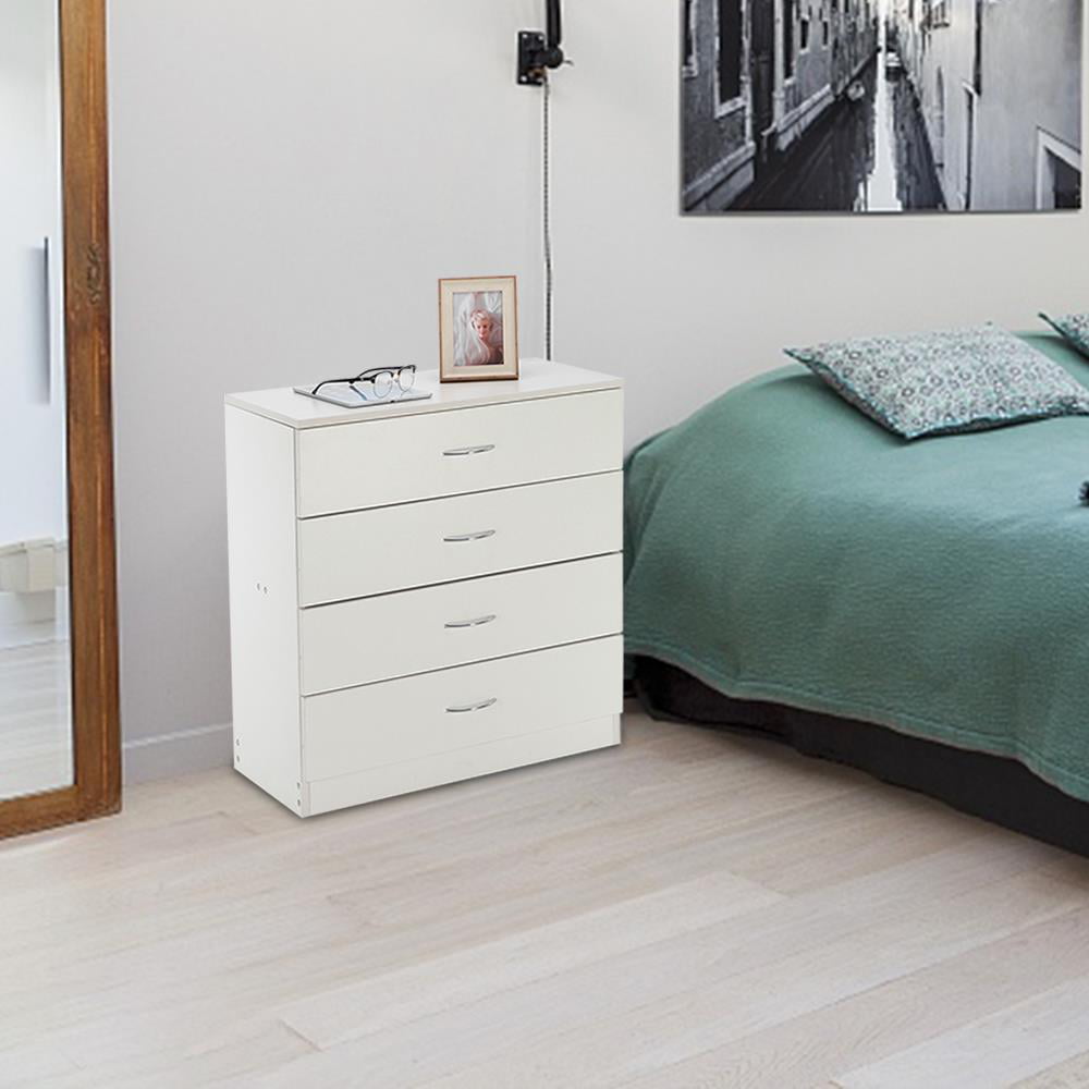 Winado MDF Wood Simple 4-Drawer Dresser White with Metal Handles