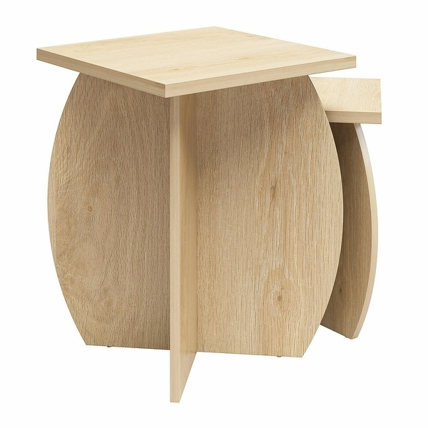 Voler Set of 2 Minimalist Nesting End Tables， Light Oak