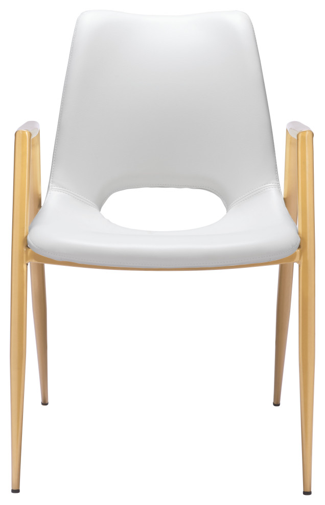 Desi Dining Chair (Set of 2) White  ampGold   Midcentury   Dining Chairs   by Furniture East Inc.  Houzz