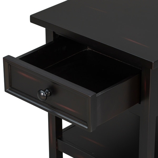 Classical BlackandEnd Table with Open Styled Shelf Large Storage Space