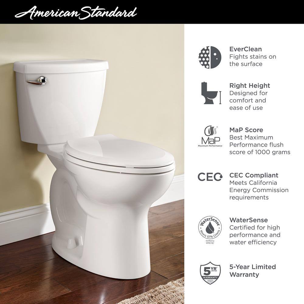 American Standard Cadet 3 FloWise Right Height 2-Piece 1.28 GPF Single Flush Elongated Toilet in White with Slow Close Seat 3378.128ST.020