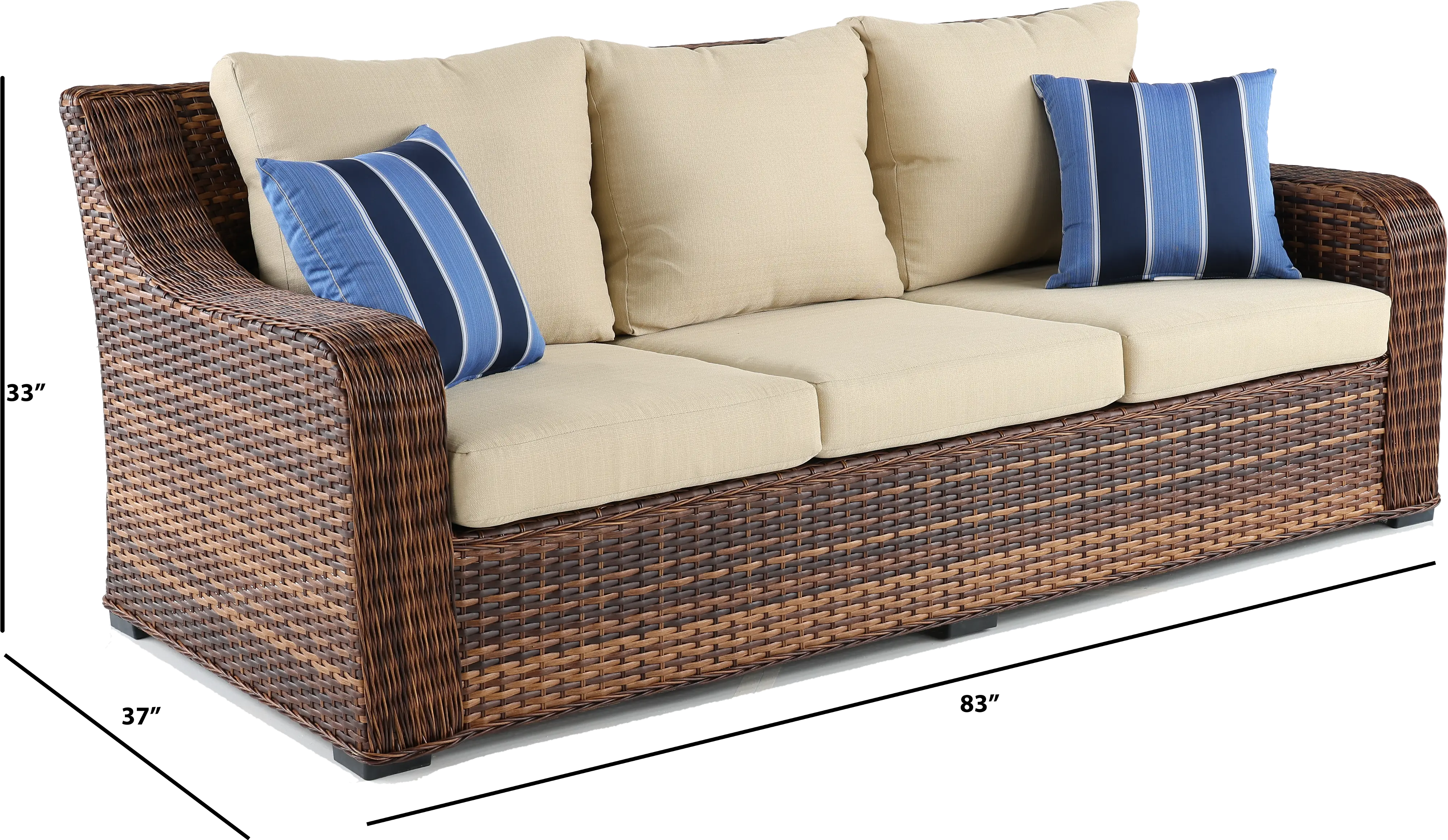 Tortola Wicker and Linen Outdoor Patio Sofa