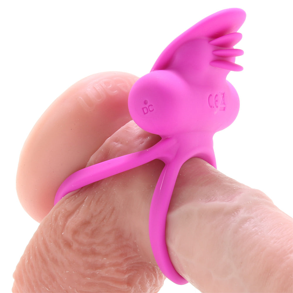 Dual Clit Flicker Vibrating Cock Ring in Pink