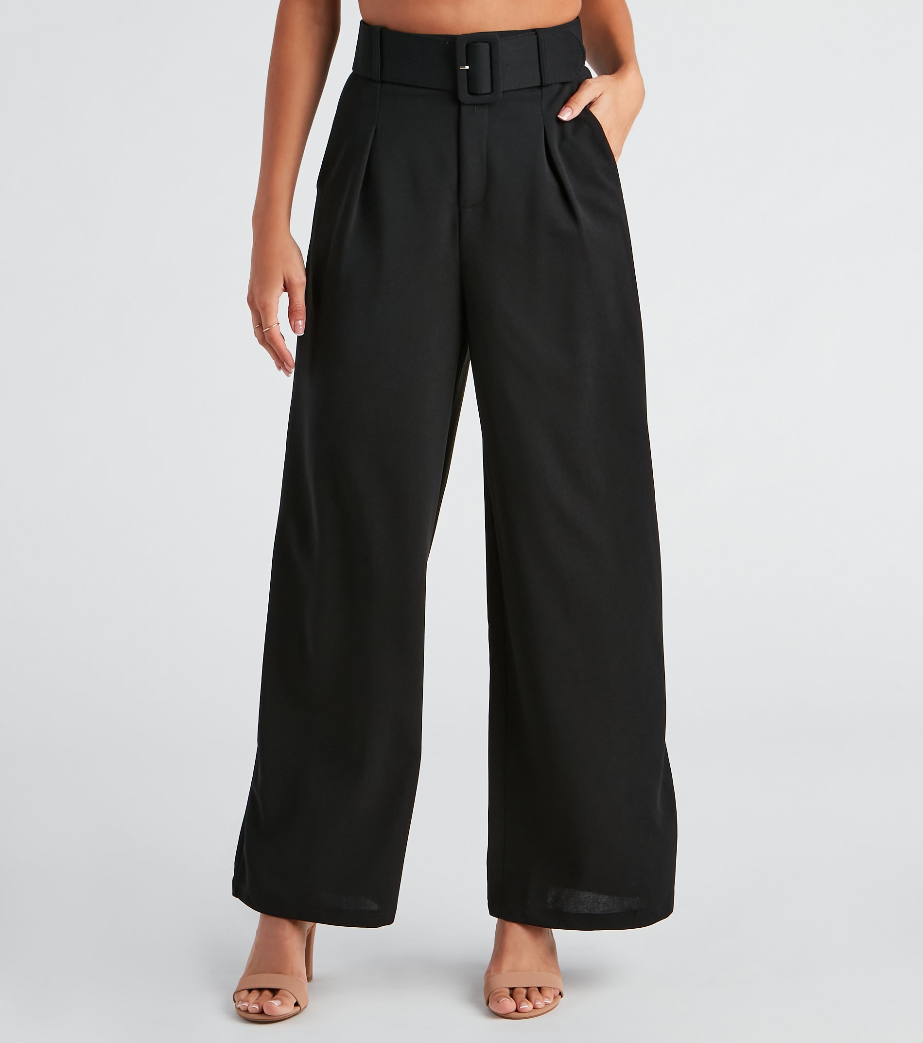 Flip In Reverse Belted Trouser Pants