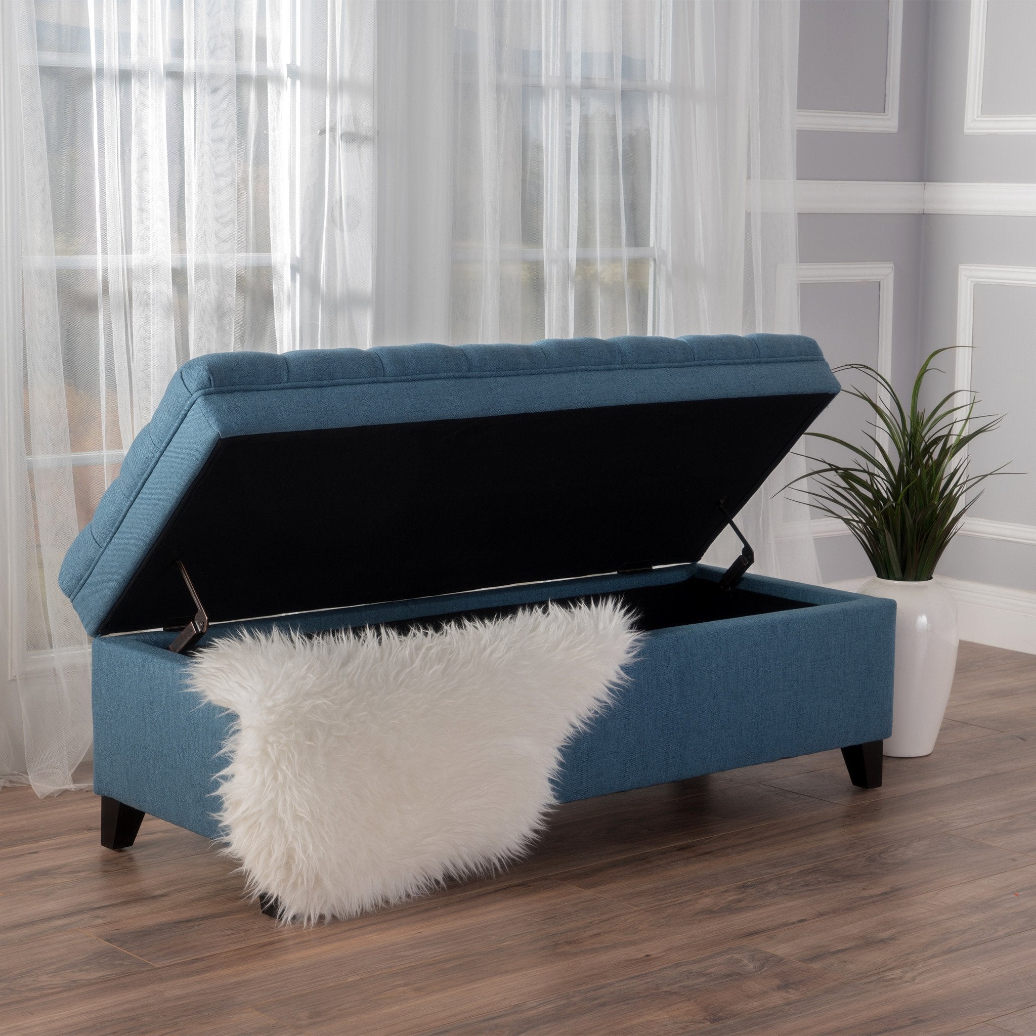 Laguna French Style Tufted Fabric Storage Ottoman Bench