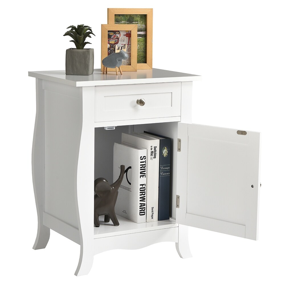 Modern Nightstand Bedside Sofa End Table with Drawer and Cabinet