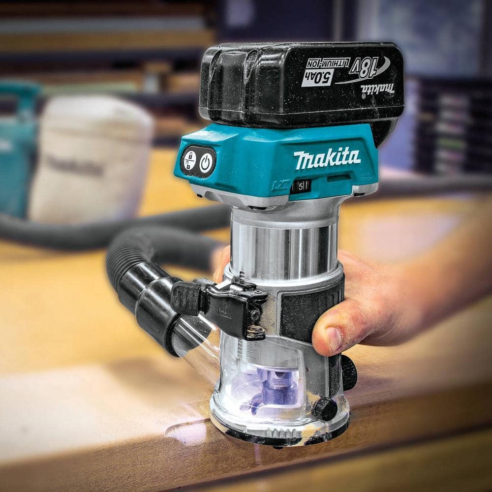 Makita 5.0 Ah 18V LXT Lithium-Ion Brushless Cordless Compact Router Kit XTR01T7