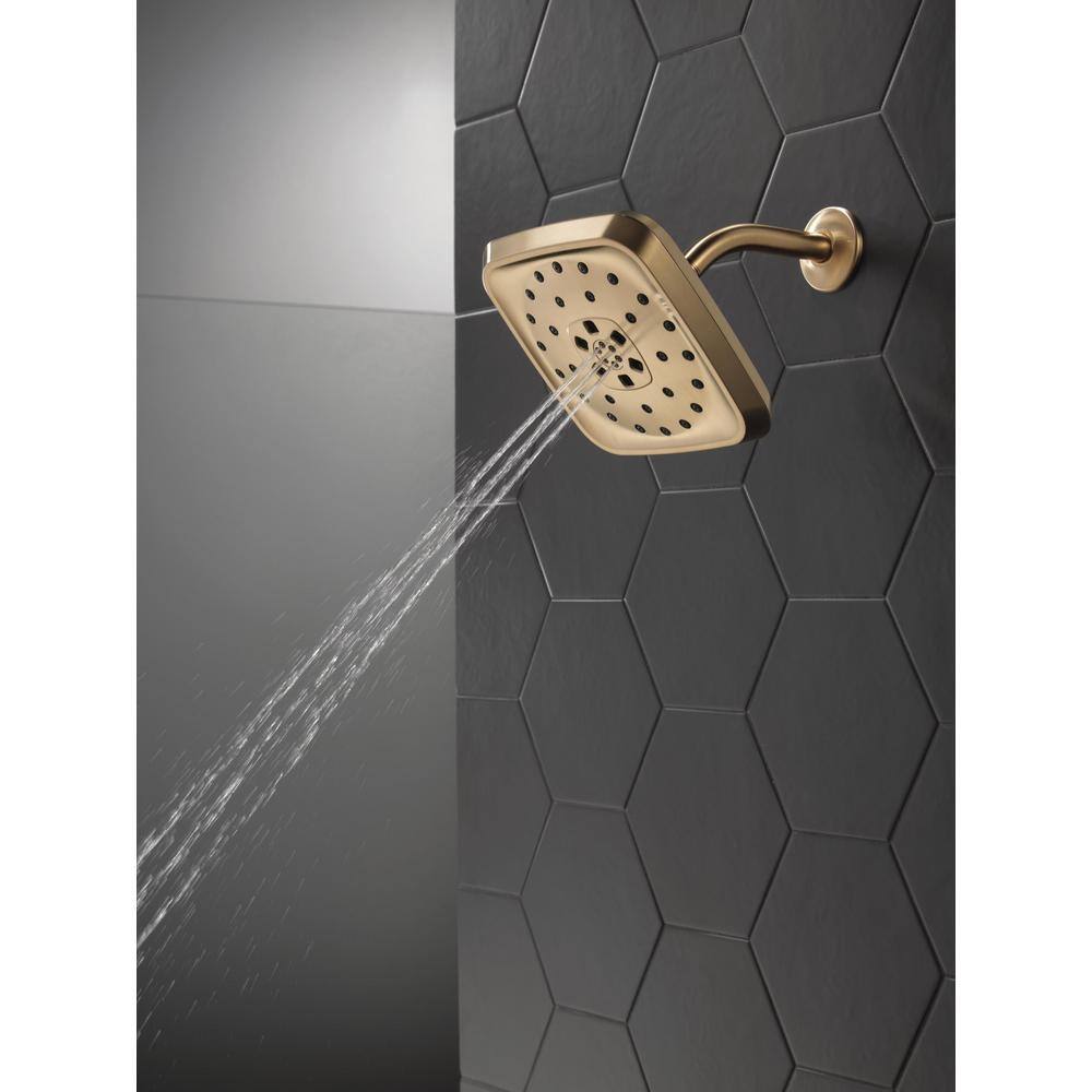 Delta 4-Spray Patterns 1.75 GPM 7.69 in. Wall Mount Fixed Shower Head with H2Okinetic in Lumicoat Champagne Bronze 52460-CZ-PR