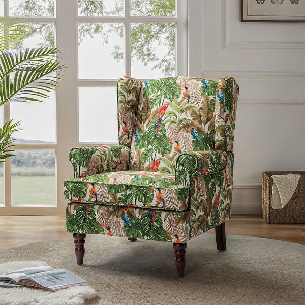 Epimethis Traditional Fabric Accent Armchair with Turned Legs by HULALA HOME