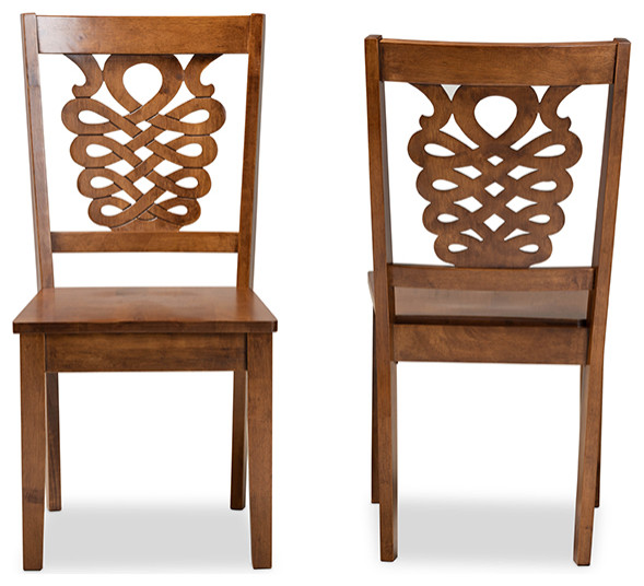 Mazur Modern Transitional Walnut Brown Finish Wood Dining Chair  Set of 2   Transitional   Dining Chairs   by Baxton Studio  Houzz