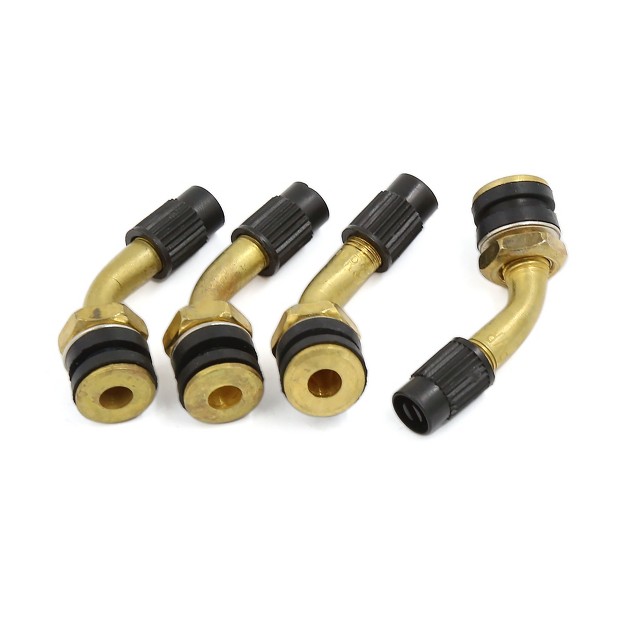 Unique Bargains Motorcycle Scooter Brass Bent Angled Tubeless Tyre Tire Valve Stem Adapter 4pcs