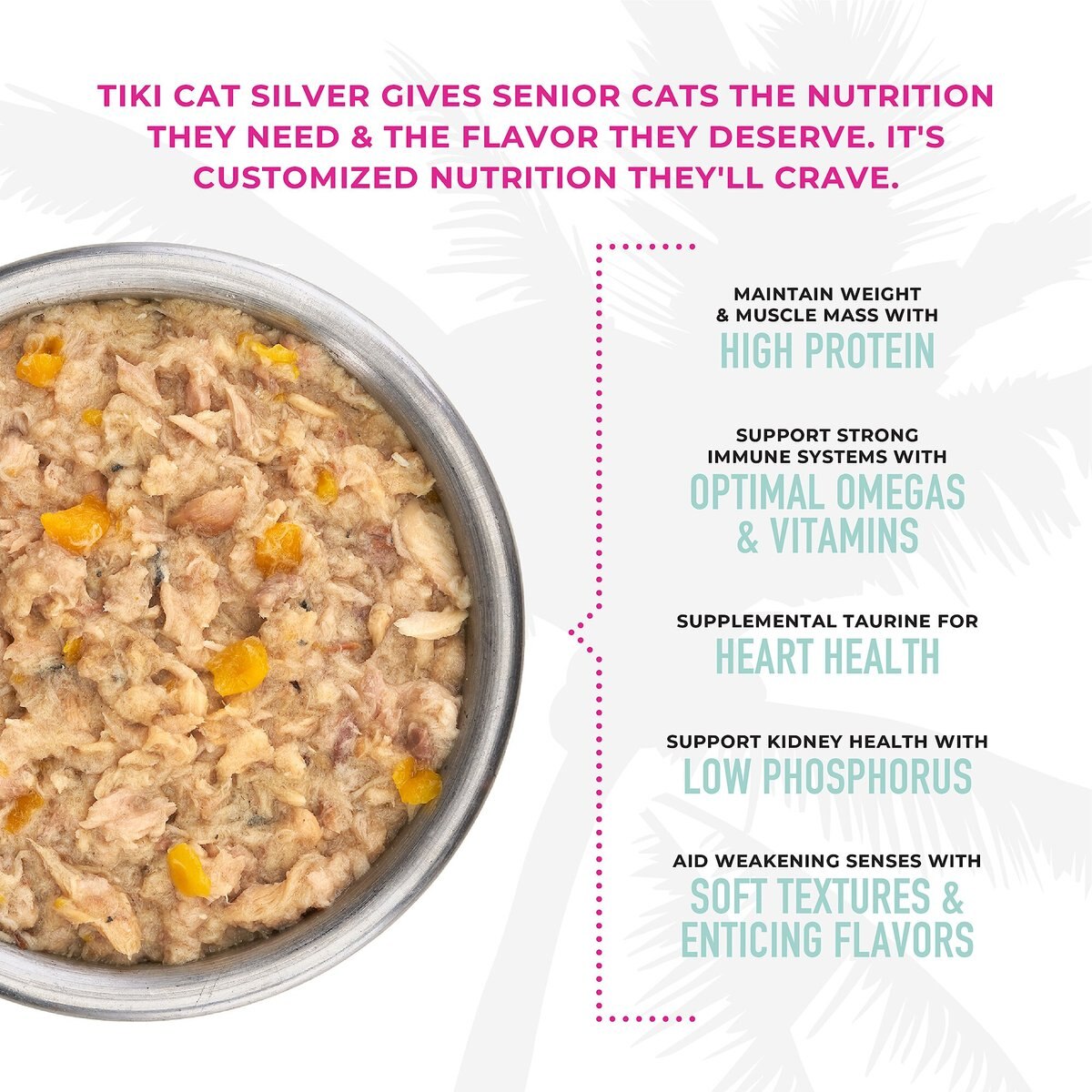 Tiki Cat Silver Tuna and Mackerel Recipe in Tuna Broth Senior Wet Cat Food， 2.4-oz can， case of 6