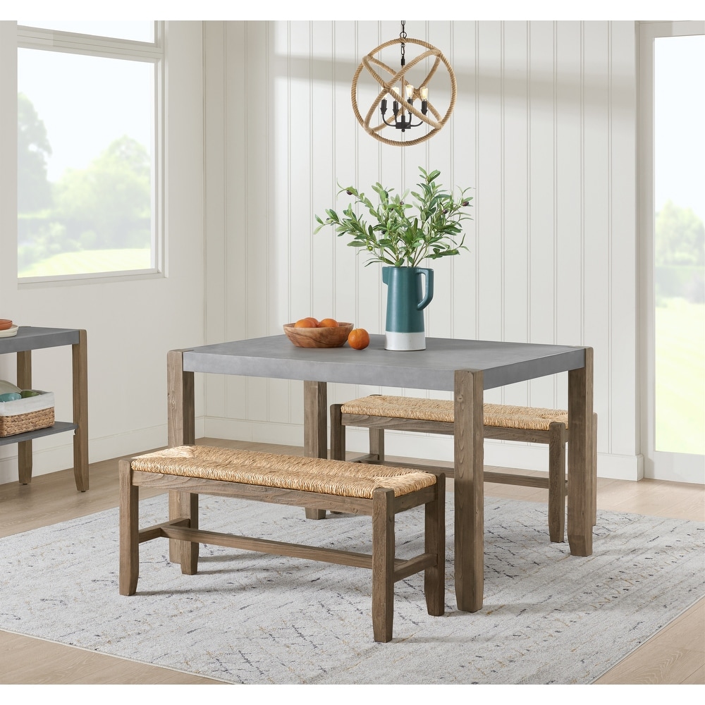 The Gray Barn Enchanted Acre 3 piece Modern Wood Dining Table with Benches