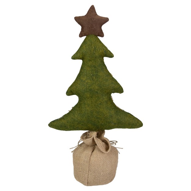 Northlight 17 5 inch Tan And Green Rustic Multi fabric Standing Christmas Tree Tabletop Decoration