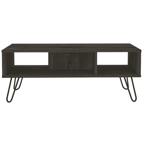 Minimalist Style Coffee Table with Hairpin Legs and Two Shelves for iving Room， Home， Office -Espresso