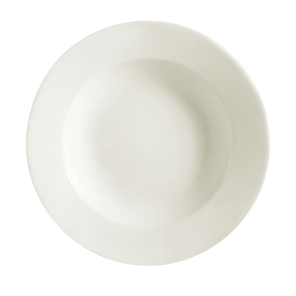 Rolled Edge， Pasta Bowl 16 Oz. 10-1/2Dia. X 1-5/8H， Stoneware， American White