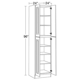 Home Decorators Collection Grayson Deep Onyx Plywood Shaker Stock Assembled Pantry Utility Kitchen Cabinet Soft Close 24 in. x 96 in. x 24 in. U242496-GDO