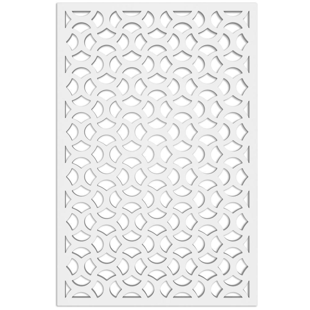 Acurio Latticeworks Casablanca 4 ft. x 32 in. White Vinyl Decorative Screen Panel 4832PVCW-CAS