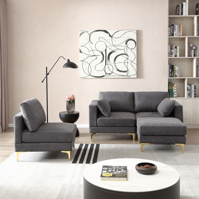 Modern Style L Shape Upholstered DIY Each Seat Sectional Sofa