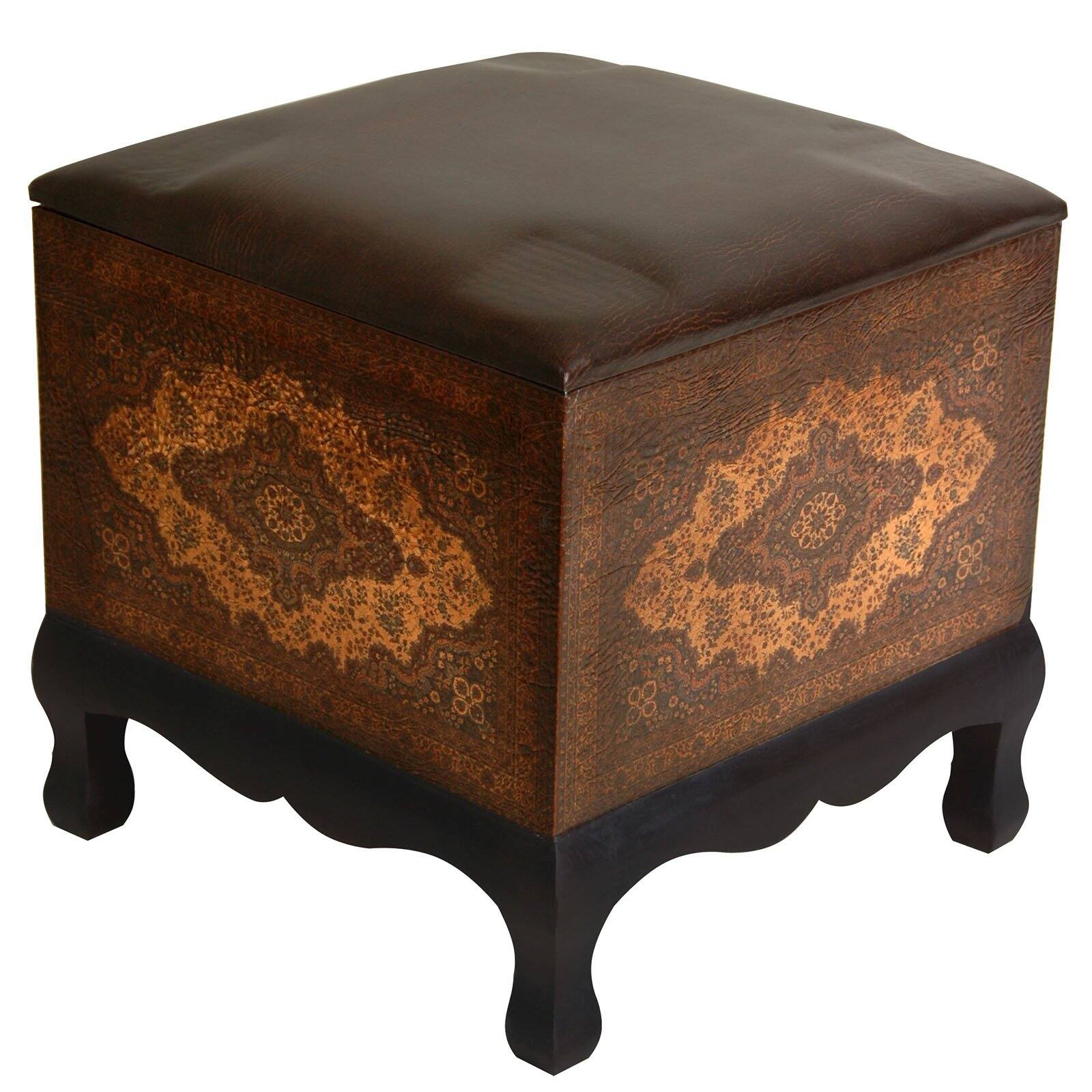 Oriental Furniture Olde-Worlde Baroque Ottoman/Stool, foot stool, European style, living room décor, bedroom décor, 16.00"H