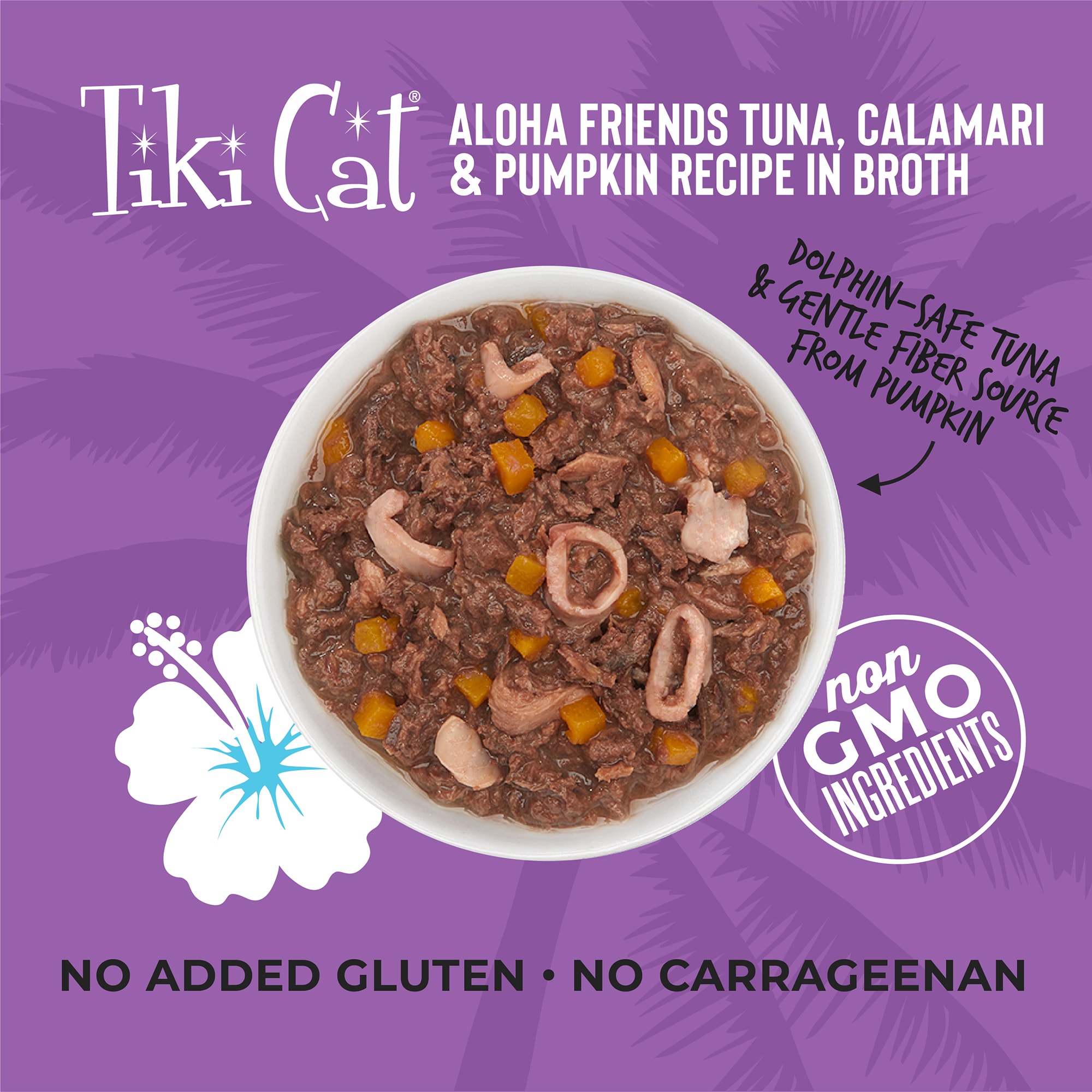 TIKI CAT Aloha Friends Tuna， Calamari amp; Pumpkin Wet Cat Food， 5.5 oz.， Case of 8