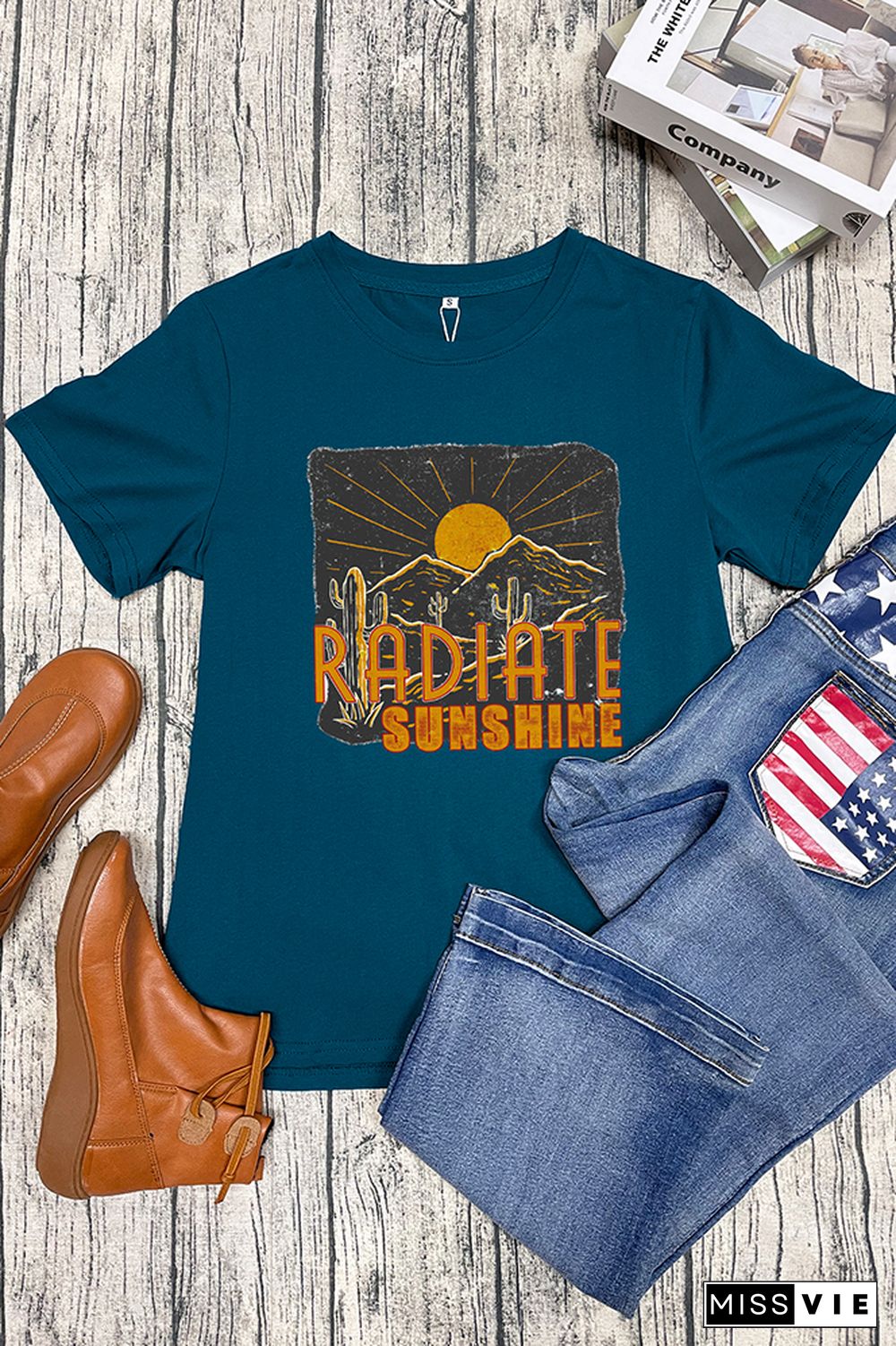 Radiate Sunshine Cactus Desert Graphic Tee Wholesale