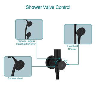 Logmey 8-Spray Patterns with 1.8 GPM 5 in. Wall Mount Dual Shower Heads with Handheld and Sliding Bar in Matte Black LM-705MB