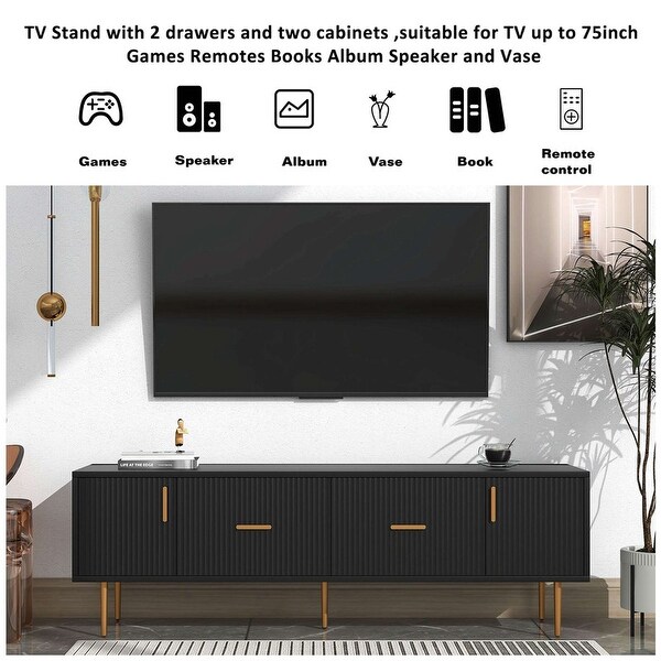 Modern TV Stand with 5 Champagne Legs