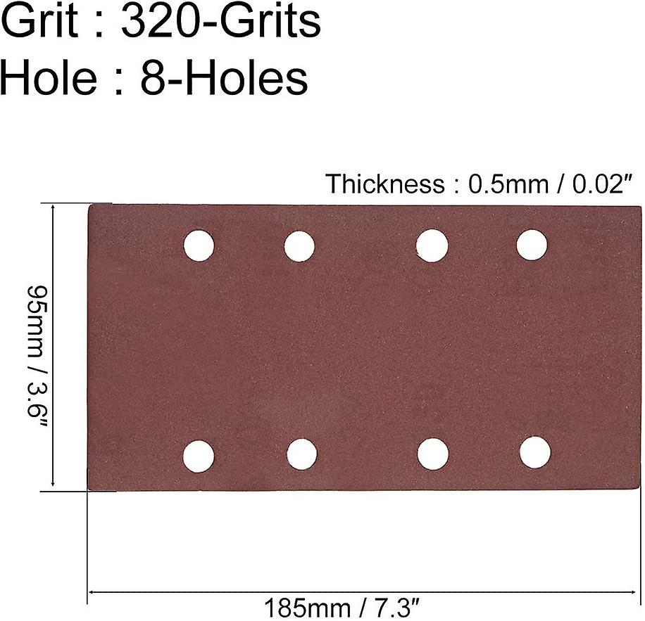 320 Grit 1/3 Sanding Sheet Sander Sandpaper Hook And Loop Pads 8 Hole 5pcs