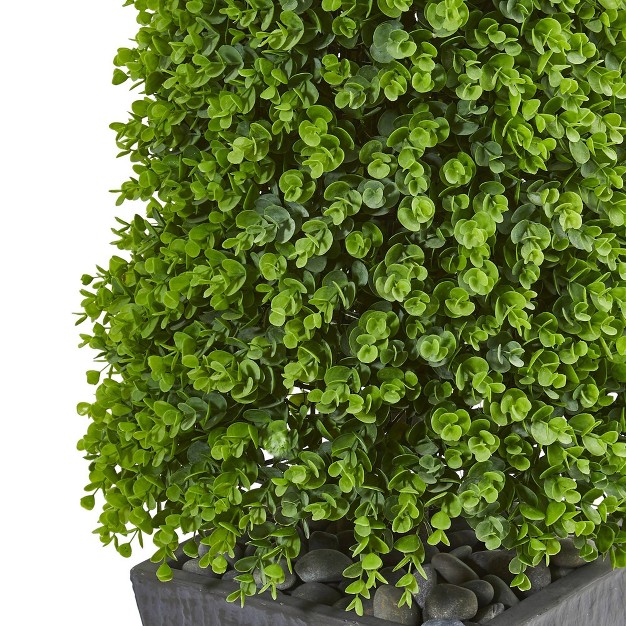 Eucalyptus Topiary Artificial Tree In Slate Planter - Nearly Natural