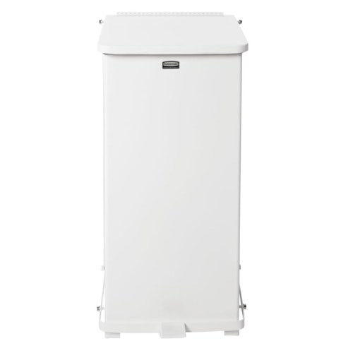 Rubbermaid FGST24EPLWH Defenders Square 13-Gallon Step Trash Can， White