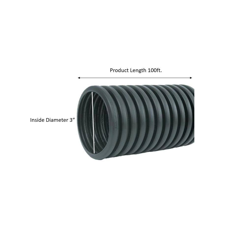 Advanced Drainage Systems 3 in. x 100 ft. Singlewall Perforated Drain Pipe 03010100