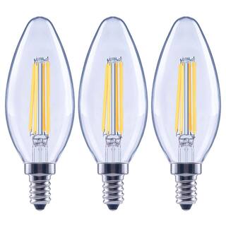 EcoSmart 100-Watt Equivalent B13 Dimmable Blunt Tip Clear Glass Candelabra Base LED Vintage Edison Light Bulb Daylight (3-Pack) B131H950DE12C1A