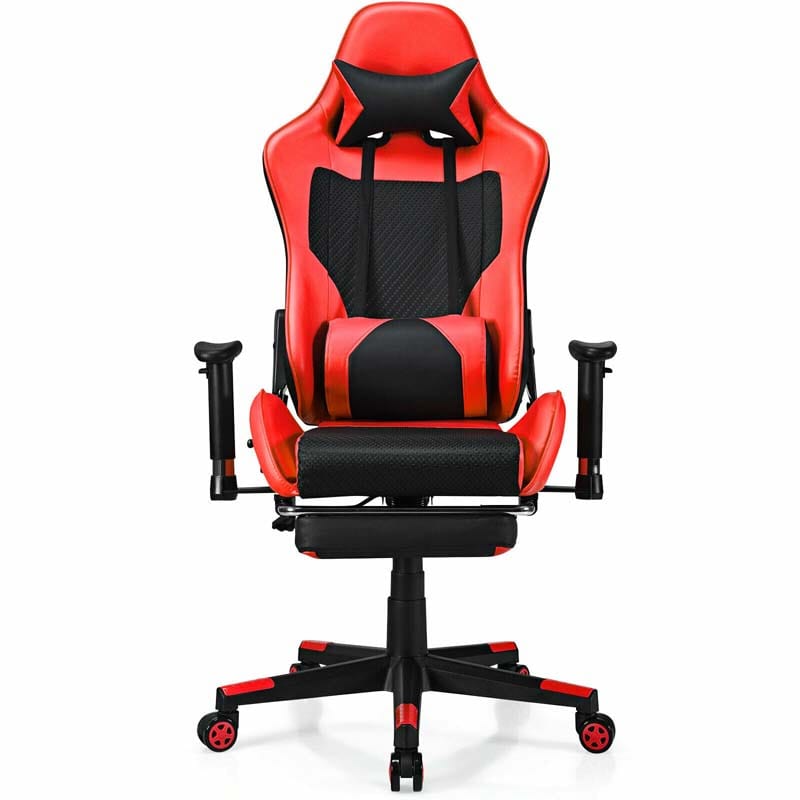 High Back E-Sport Massage Gaming Chair with Footrest & Headrest, Ergonomic PU Leather Gaming Seat, Video Game Chair Computer Chair