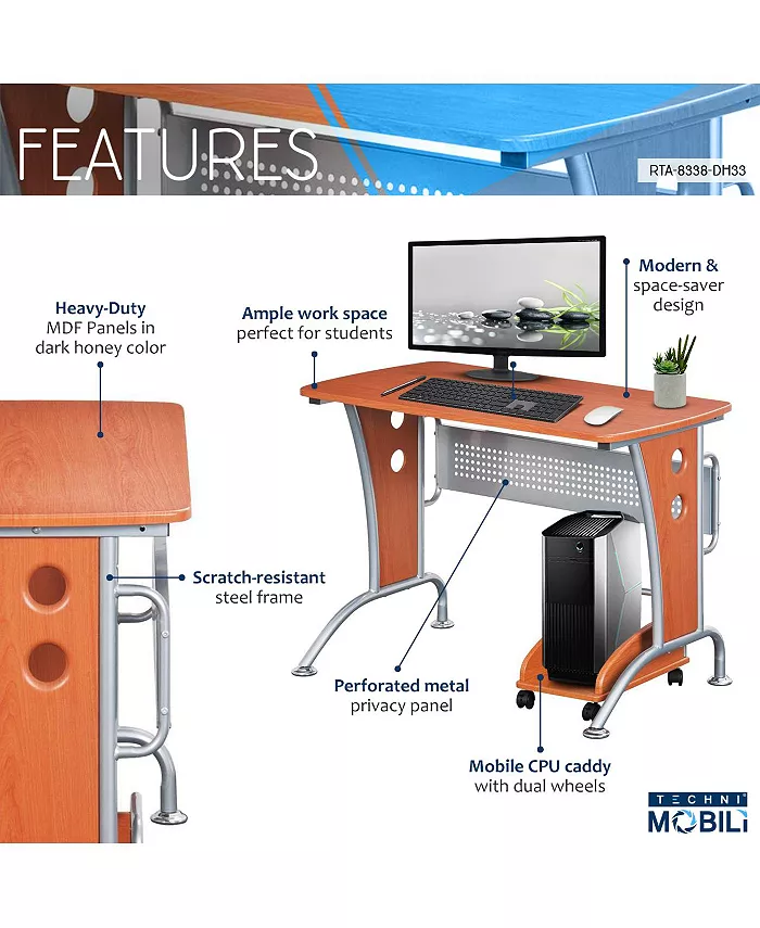 RTA Products Techni Mobili Modern Computer Desk