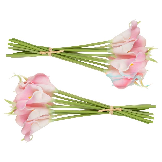 Nature Spring Faux Calla Lily Bundle - 24， Coral