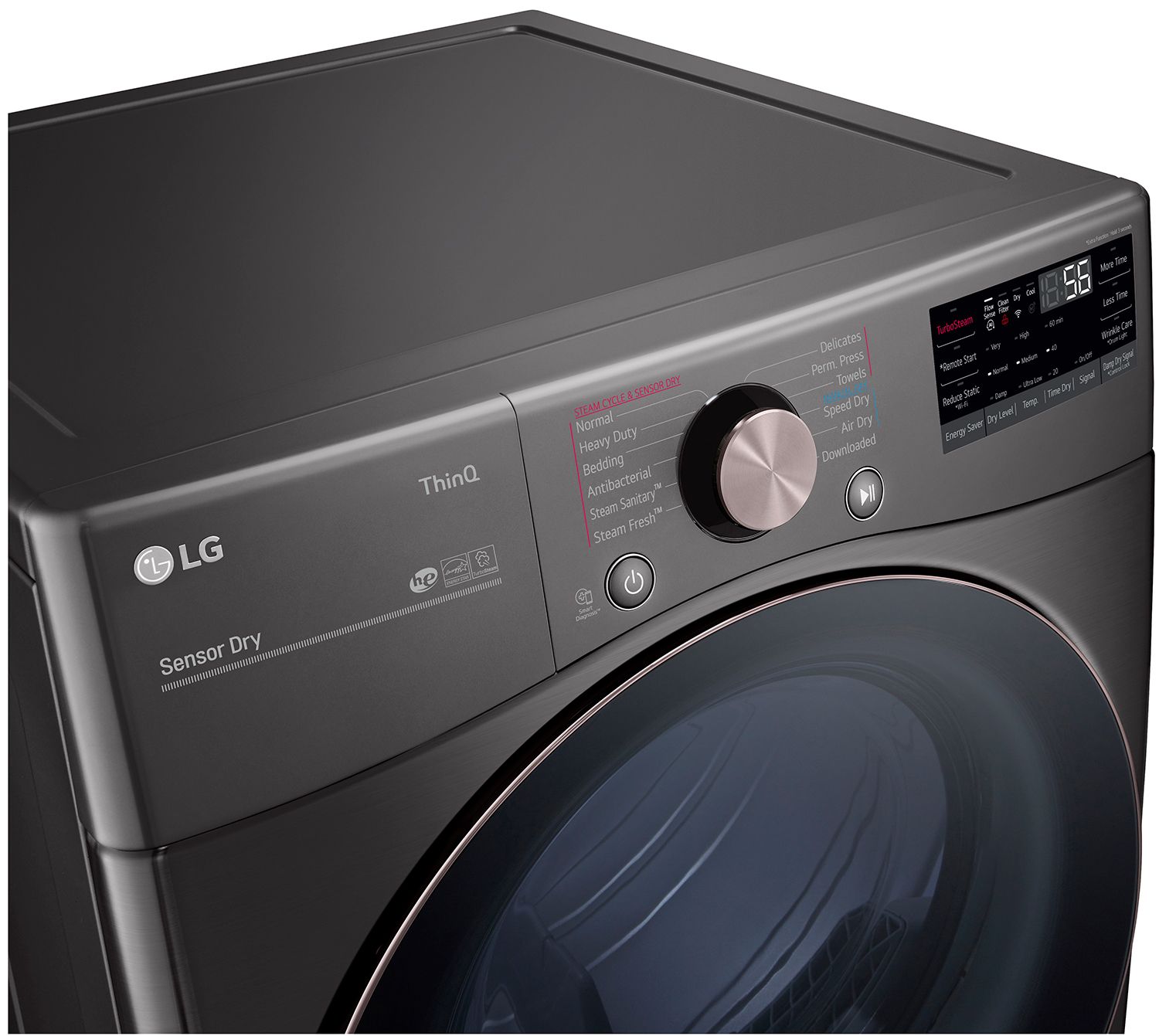 LG 7.4 Cu. Ft. Black Steel Smart Wi-Fi Enabled Front Load Electric Dryer With TurboSteam And Built-In Intelligence