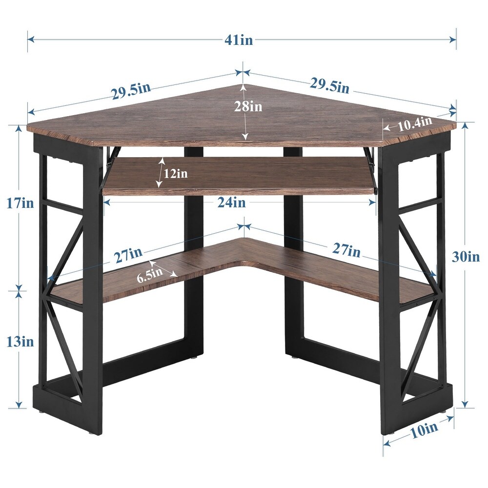 Javlergo Corner Computer Desk with Keyboard Tray  Study Writing Workstation Table for College Dorm Home Office