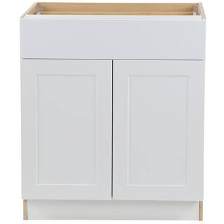 Hampton Bay Cambridge White Shaker Assembled Base Kitchen Cabinet with Soft Close Full (30 in. W x 24.5 in. D x 34.5 in. H) CM3035B-WH