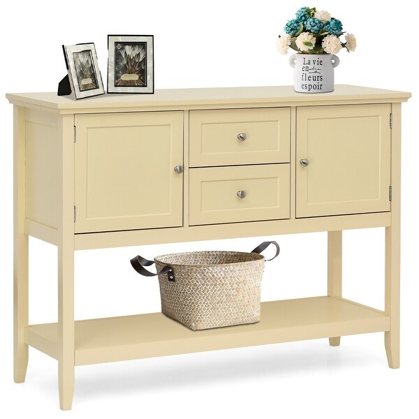 Modern Sideboard Table Wooden Buffet Table with Cabinets and Drawers