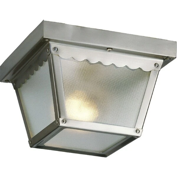 Volume Lighting 1-Light Outdoor Brushed Nickel Flush Mount