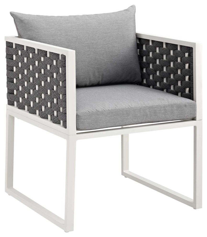 Stance Dining Armchair Outdoor Patio Aluminum Set of 2 EEI 3183 WHI GRY SET   Contemporary   Outdoor Dining Chairs   by Kolibri Decor  Houzz