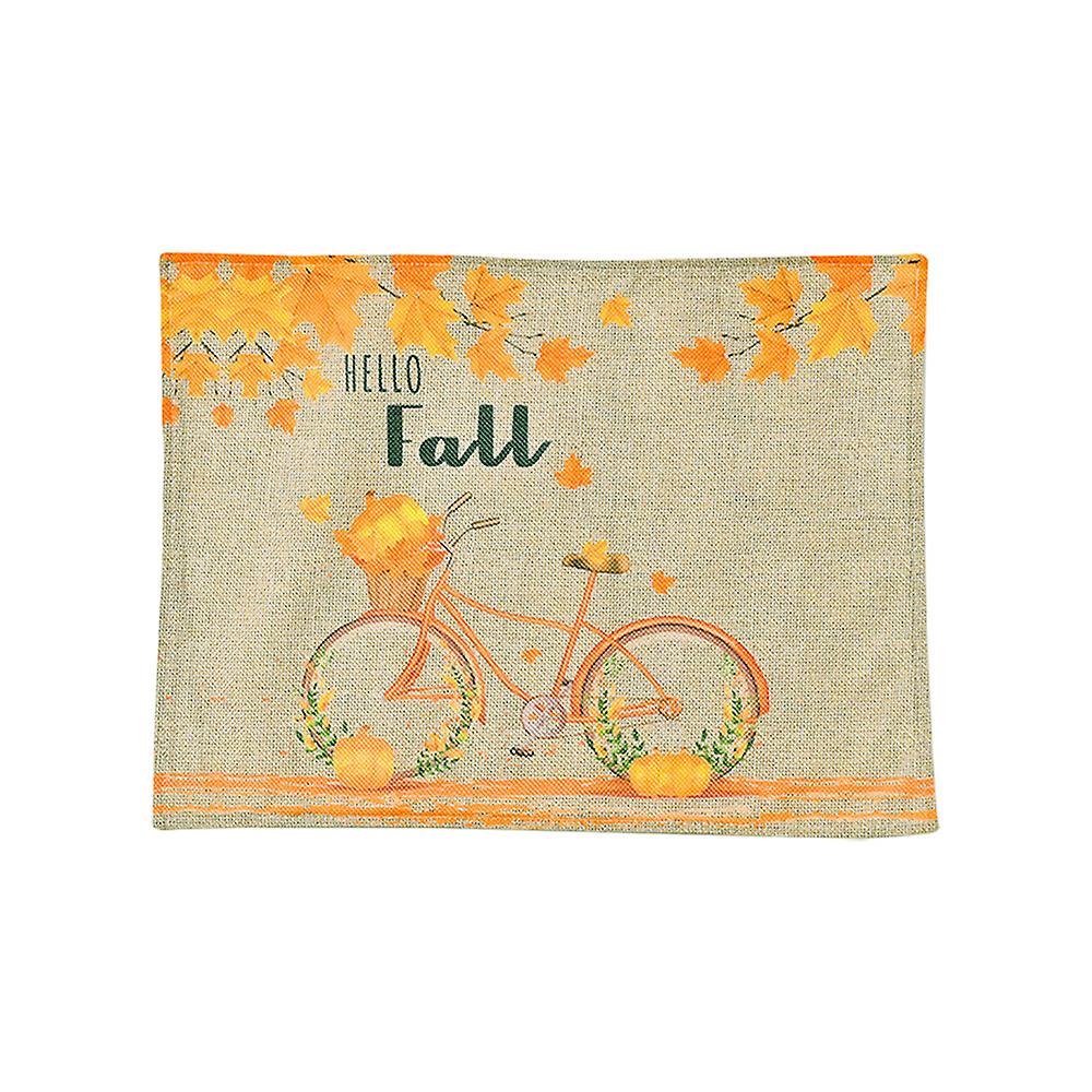 Autumn Pumpkin Decorative Table Mat Yellow Cotton Linen Western Placemat Waterproof Drink Coaster Thanksgiving Kitchen Placemat