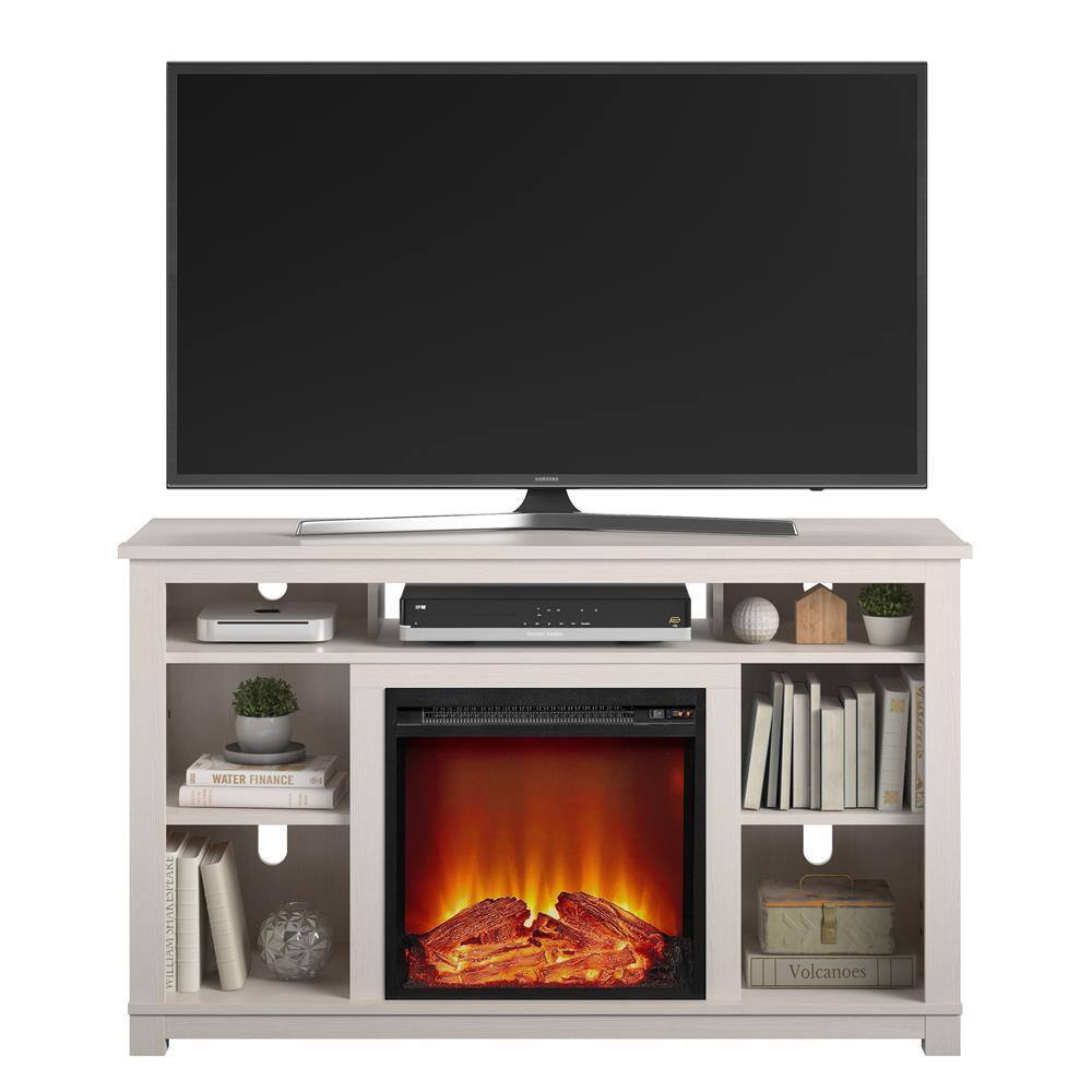 Ameriwood Home Domingo 47.6 in. Electric Fireplace TV Stand for TVs Up to 55 in. Ivory Pine HD07954