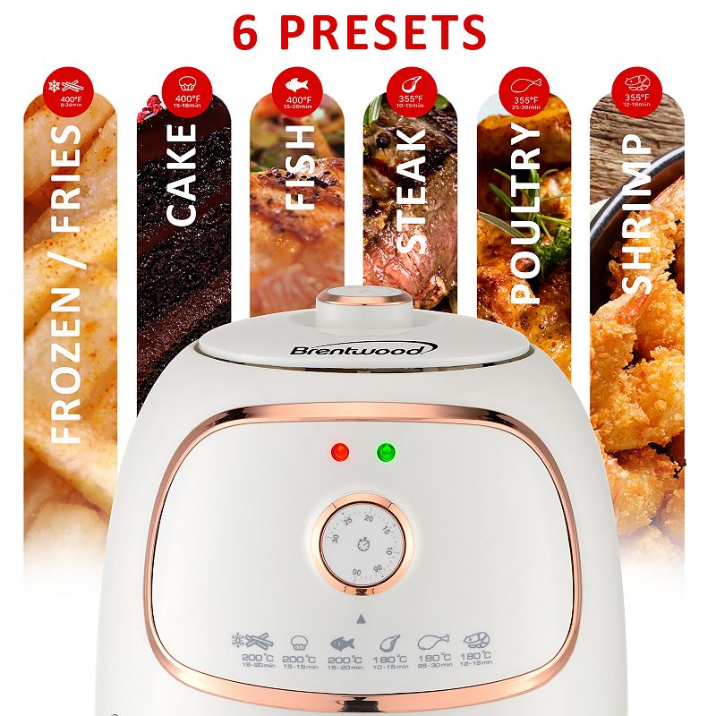 Brentwood 2 Quart Small Electric Air Fryer with Timer and Temp Control- White