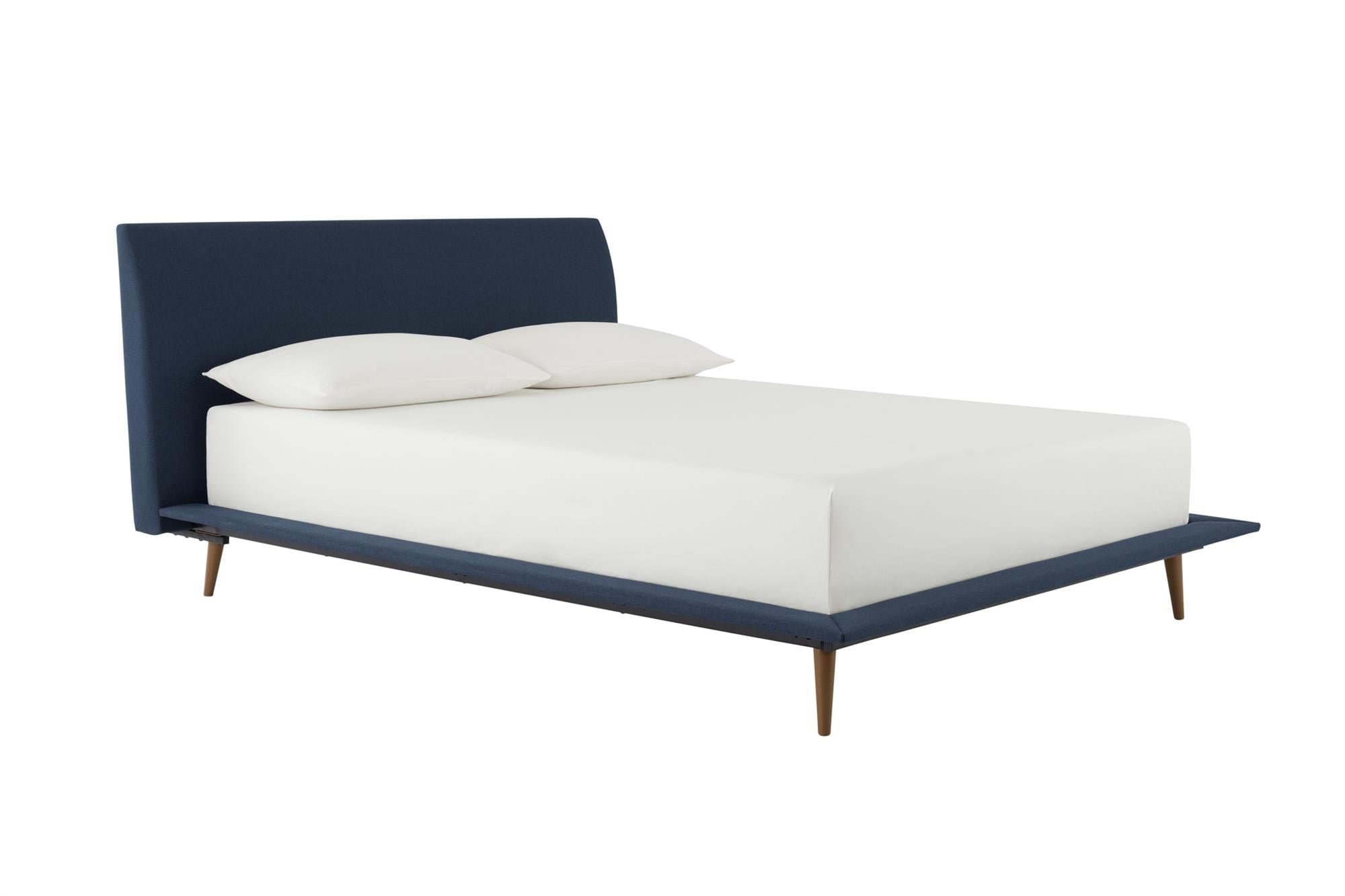 Better Homes & Gardens Flynn Mid Century Bed, Platform Frame, Queen, Blue Linen