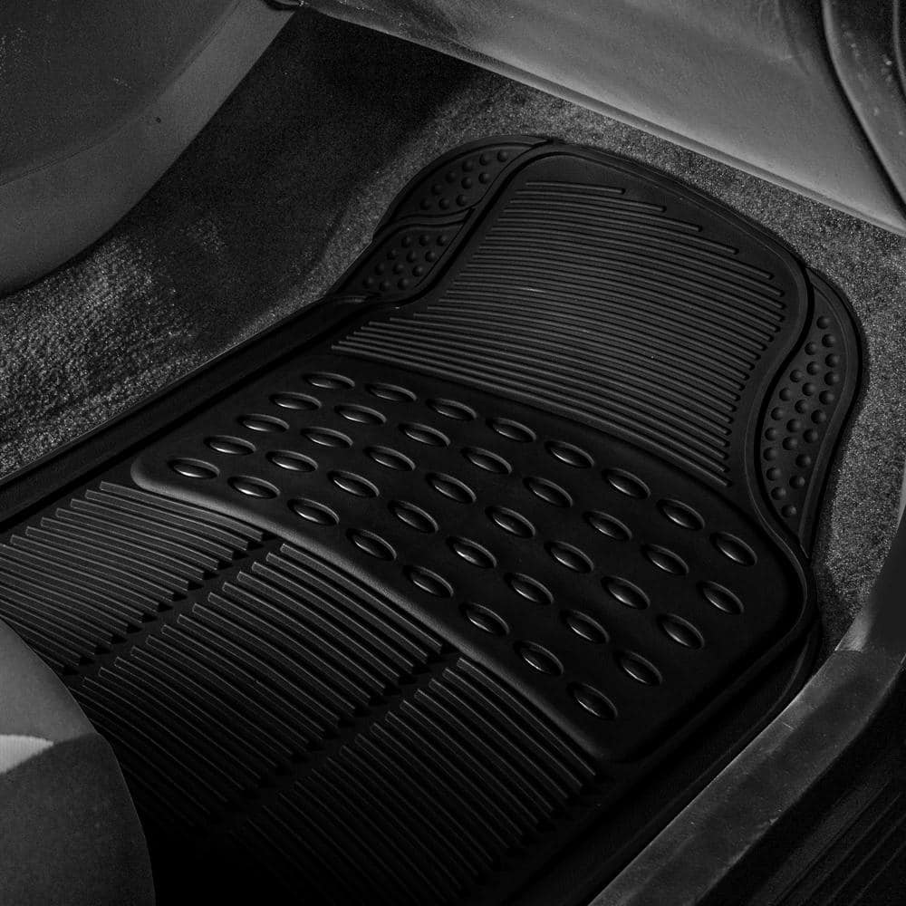 FH Group Black 4-Piece High Quality Liners Durable Heavy-duty Rubber Car Floor Mats - Full Set DMF11305BLACK