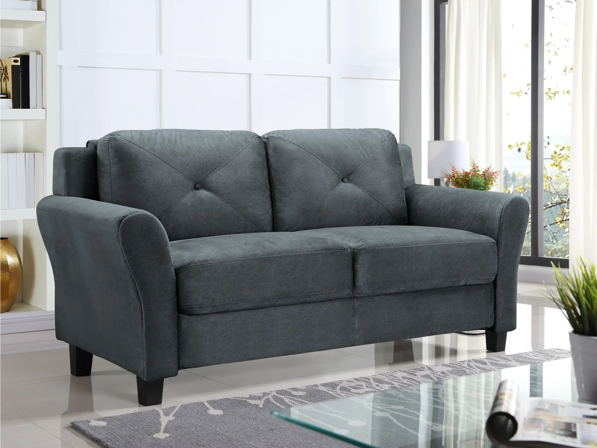 Harvard Dark Gray Loveseat