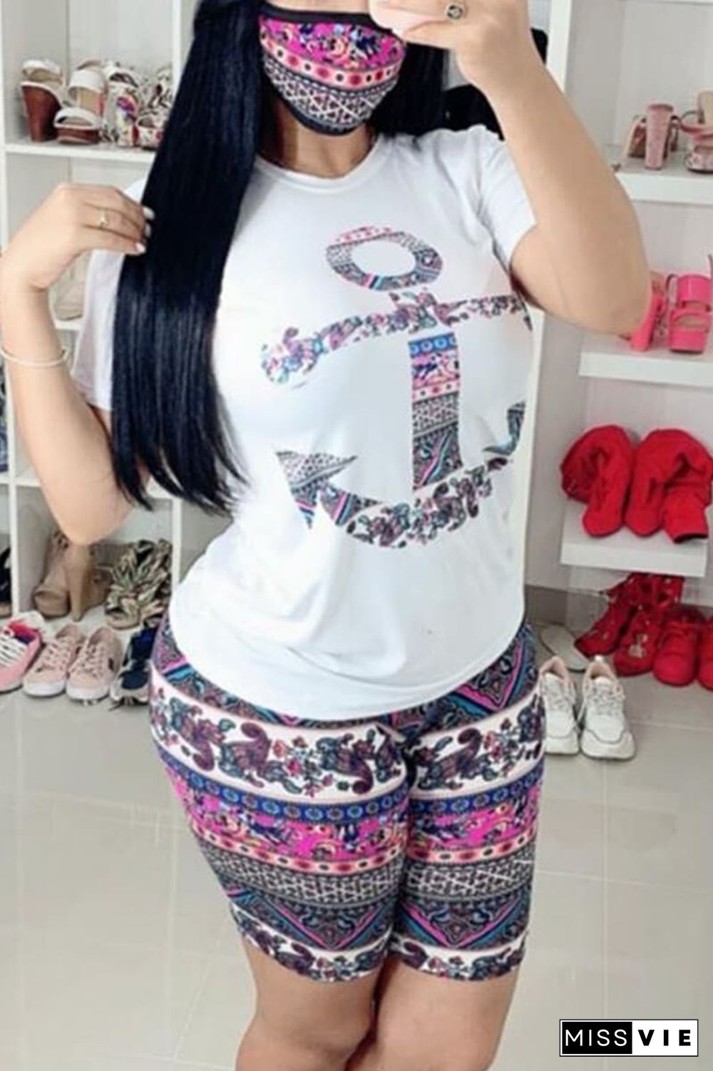 Fashion Printed Shorts Two Piece