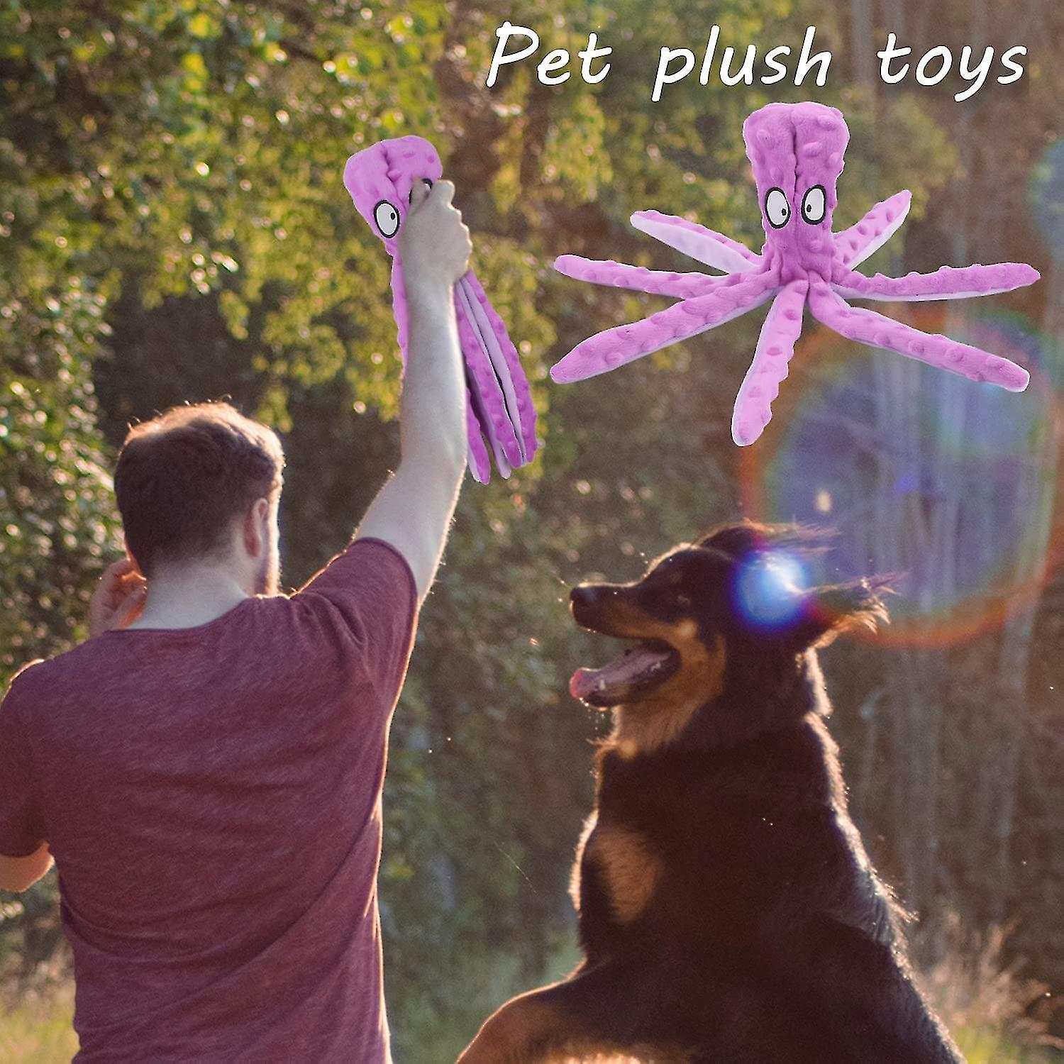 Octopus Dog Toys， No Stuffing Squeaky Dog Toys Interactive Octopus Dog Chew Toys With Crinkle Paper For Small Medium Dogs Playing And Training (purple